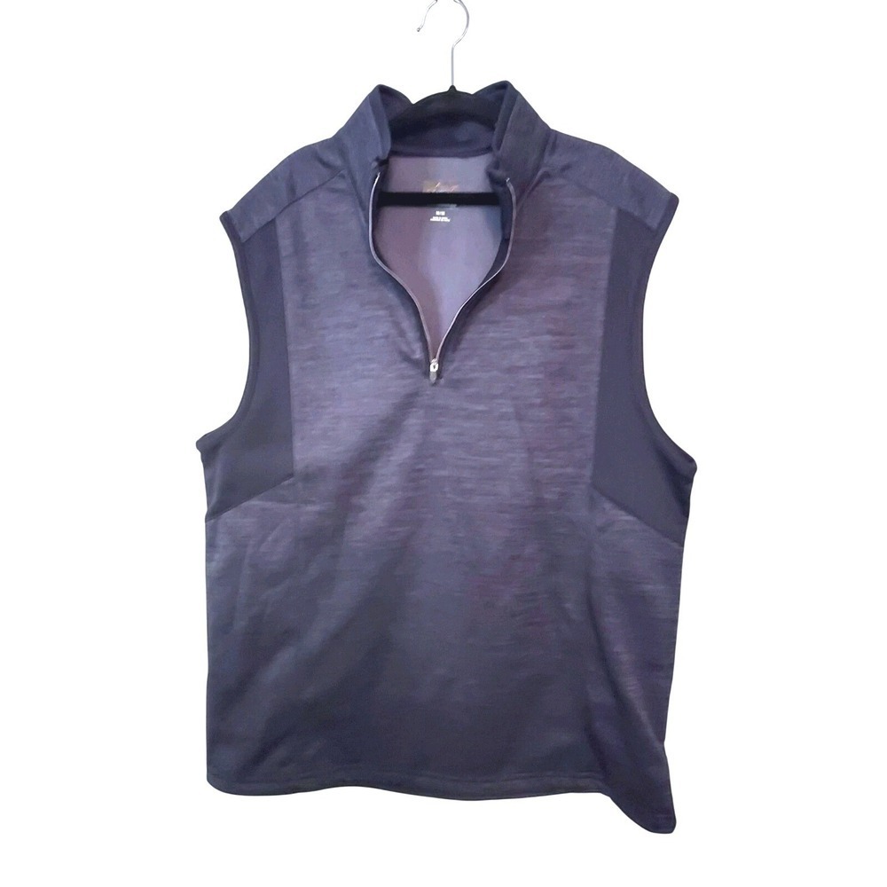 Greg Norman Vest Men's Medium Gray Space Dye Fishing Lined Mock Neck 1/4 Zip